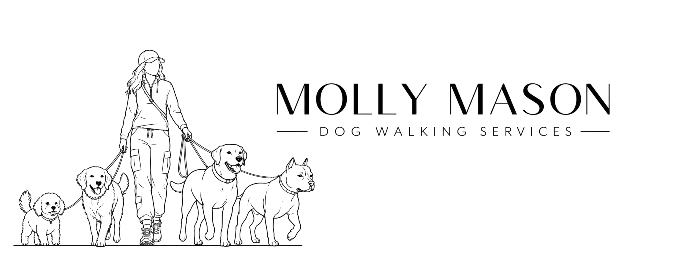 A woman walking 4 dogs on her dog walking service